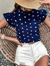 Ruffle Short Sleeve Heart Top
