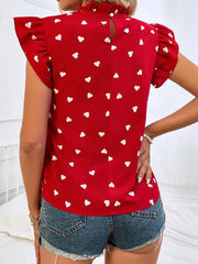 Ruffle Short Sleeve Heart Top