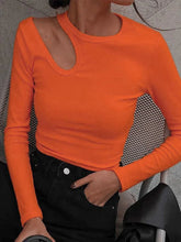 Sexy Hollow Out Long Sleeve Cropped Tee