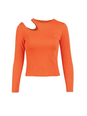 Sexy Hollow Out Long Sleeve Cropped Tee