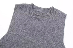 Side Slit With Pleats Cut Out Knit Vest Sweater