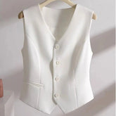 Simple V-Neck Single-Breasted Women's Vest