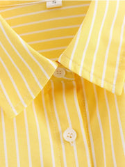 Single-Breasted Striped Long Sleeve Shirt