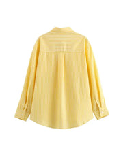 Single-Breasted Striped Long Sleeve Shirt