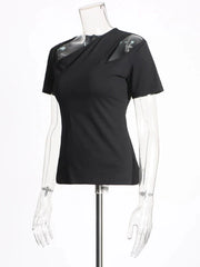 Slim Solid Hollow Out Pullover Top