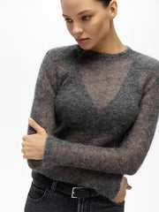 Soft Knit Pullover Chic Lady O-neck Long Sleeve Sweater