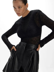 Soft Knit Pullover Chic Lady O-neck Long Sleeve Sweater