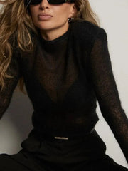 Soft Knit Pullover Chic Lady O-neck Long Sleeve Sweater