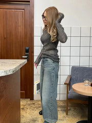Solid Round Neck Knitted Sweater