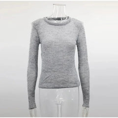 Solid Round Neck Knitted Sweater