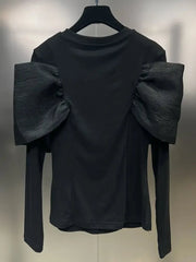 Spliced Bowknot Long Sleeve T-Shirts