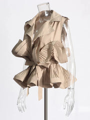 Spliced Folds Sleeveless Shirt