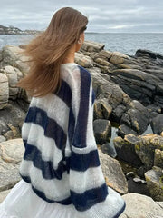 Striped Cardigan with Scarf