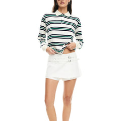 Striped Contrast Lapel T-Shirt