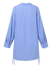 Stylish Solid Shirts Asymmetrical Blouse