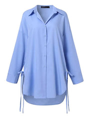 Stylish Solid Shirts Asymmetrical Blouse