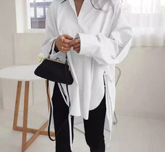 Stylish Solid Shirts Asymmetrical Blouse