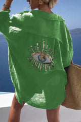 Summer Fashion Evil Eye Sequin Shirt