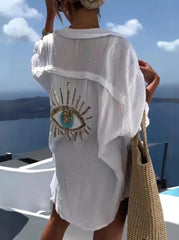 Summer Fashion Evil Eye Sequin Shirt