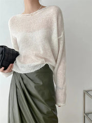 Thin Knit Transparent Pullover