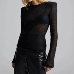 Transparent O-Neck Long Sleeve Sweater