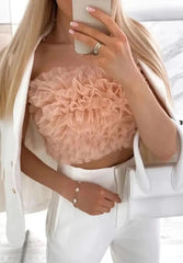 Tulle Pleated Cropped Bustier Camisole