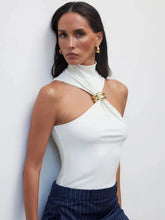 Turtleneck Metal Ring Tank Tops