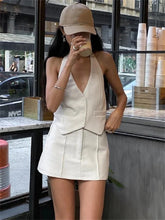 Two Piece Sets Sleeveless Halter Top A-Line Skirt