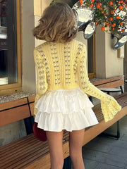 V-Neck Sheer Knit Crop Top