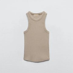 Wash Rib Simple Retro Vintage Tank Top