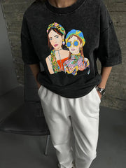 Washed Vintage Cotton Loose Tops Y2k