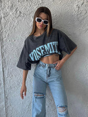 Washed Vintage Cotton Loose Tops Y2k