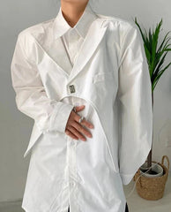 White Irregular Long Sleeve Blouse