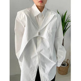 White Irregular Long Sleeve Blouse