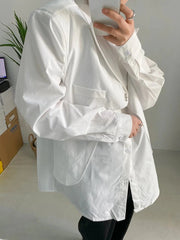 White Irregular Long Sleeve Blouse