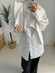 White Irregular Long Sleeve Blouse