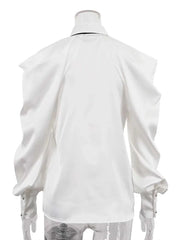 White Off-Shoulder Patchwork Shirt