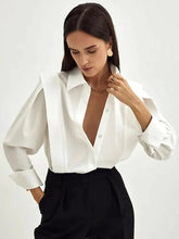 White Shirt Women Elegant Office Lady Solid Long Sleeve Shirt Blouse Tops