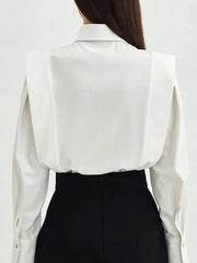 White Shirt Women Elegant Office Lady Solid Long Sleeve Shirt Blouse Tops