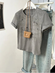 Women's Bow Detail Letter Print Crop Top