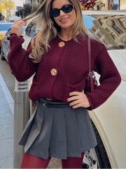 Wine Red Cardigan