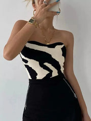 Zebra Slim Cropped Sleeveless Tank Top