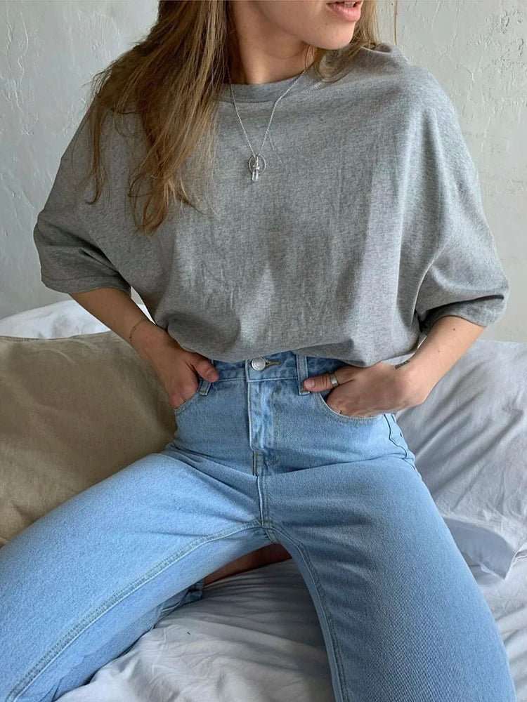 100% Cotton Oversized Casual Basic Loose Tshirt