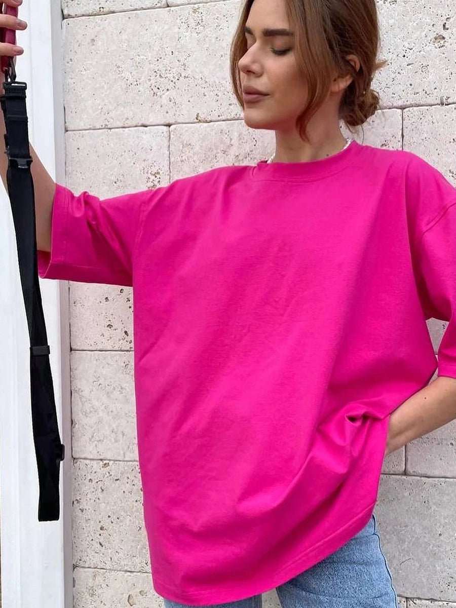 100% Cotton Oversized Casual Basic Loose Tshirt