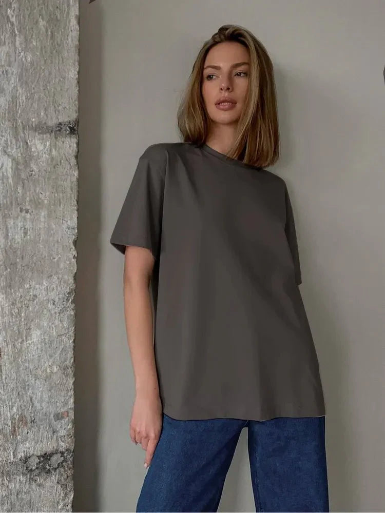 100% Cotton Oversized Casual Basic Loose Tshirt