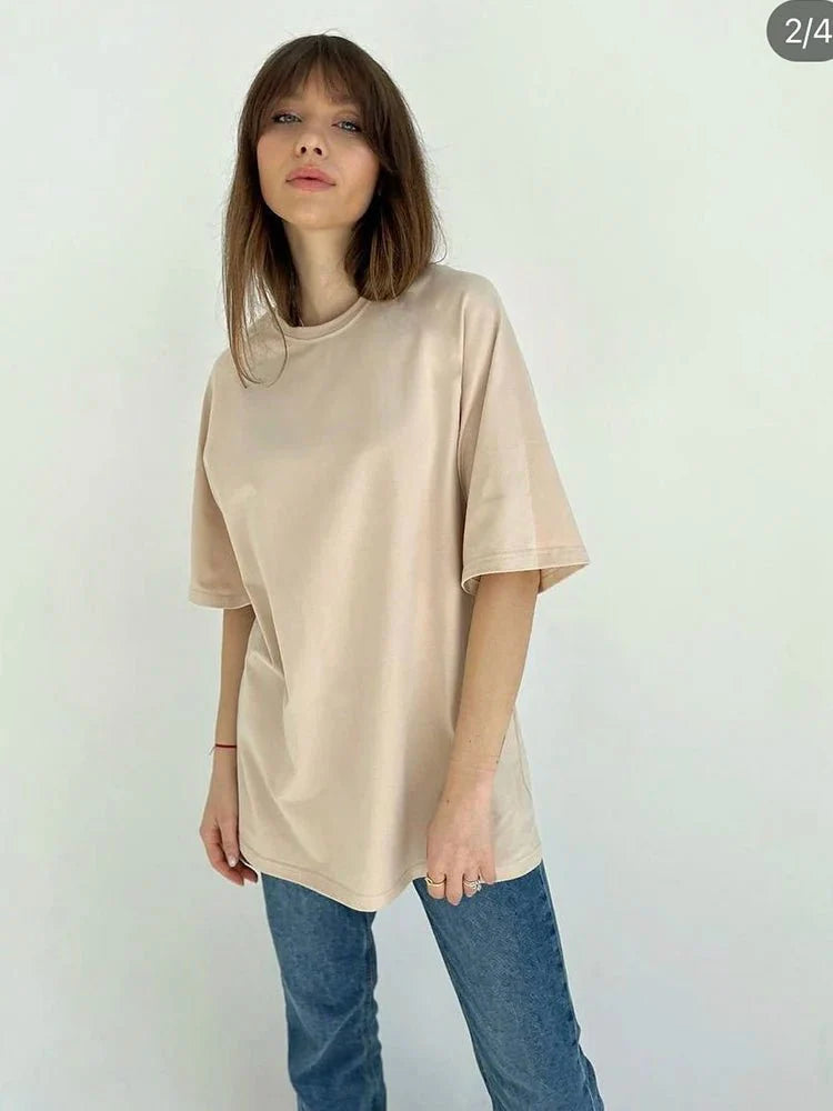 100% Cotton Oversized Casual Basic Loose Tshirt