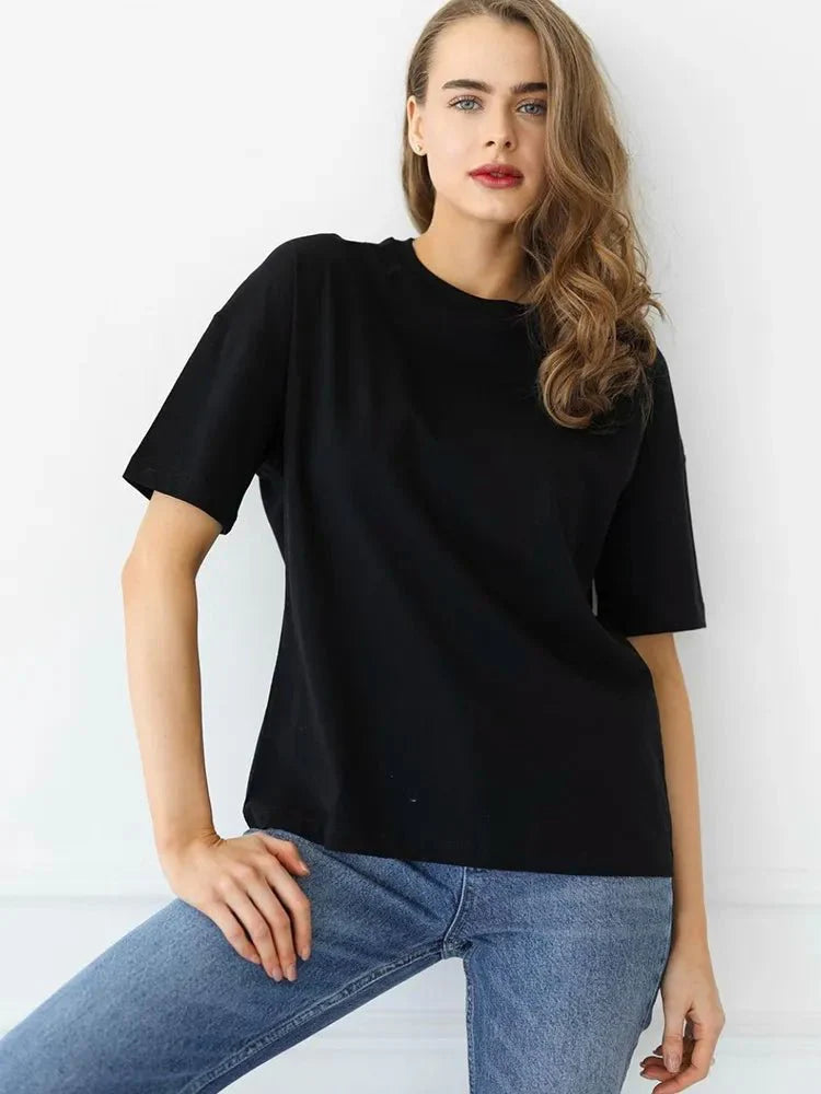 100% Cotton Oversized Casual Basic Loose Tshirt