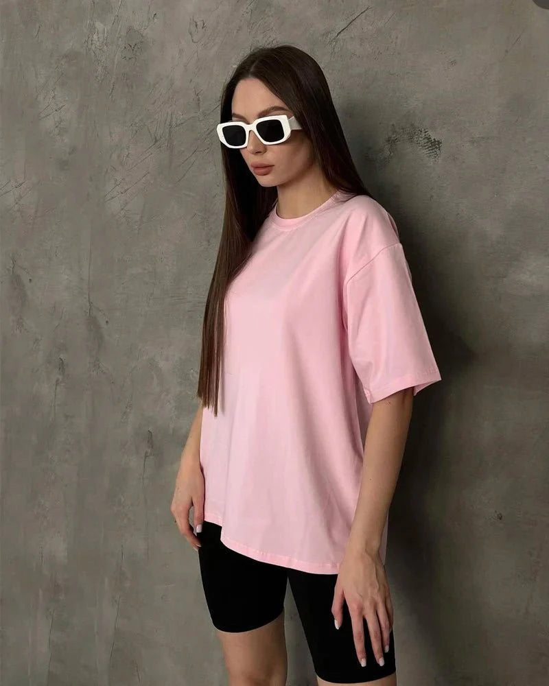 100% Cotton Oversized Casual Basic Loose Tshirt