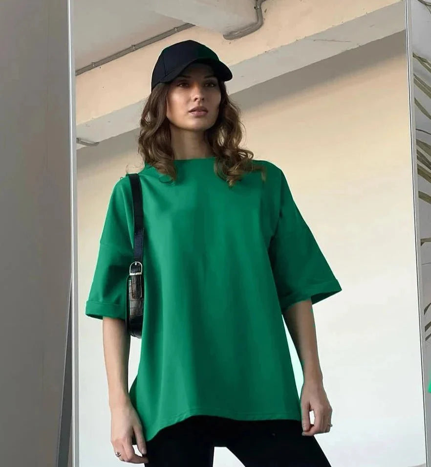 100% Cotton Oversized Casual Basic Loose Tshirt