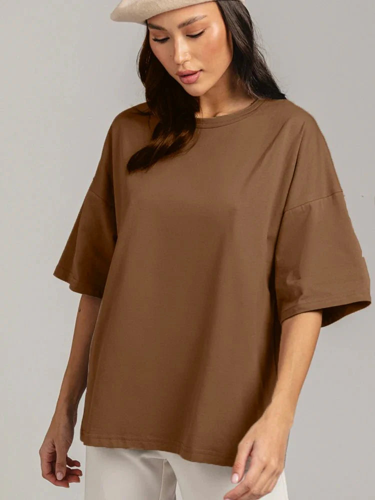 100% Cotton Oversized Casual Basic Loose Tshirt